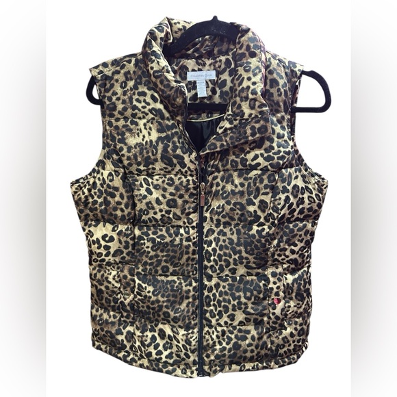 Charter Club Jackets & Blazers - Athleisure Leopard Print Puffer Vest